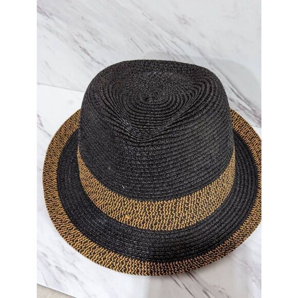 Magid Hats Women's Two Toned Brown Black Fedora 100% Straw Paper Hat - Picture 3 of 7